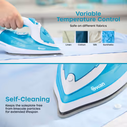Swan SI12054AQ iron Steam iron Ceramic soleplate 2600 W Aqua colour - Additional view 4