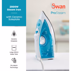 Swan SI12056AQ iron Dry & Steam iron Ceramic soleplate 2800 W Aqua colour, White