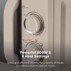 Tower T24042MSH Manual Microwave with Sleek Mirror Door, 800W, 20L, Latte & Chrome