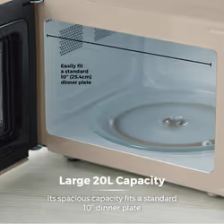 Tower T24042MSH Manual Microwave with Sleek Mirror Door, 800W, 20L, Latte & Chrome
