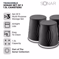 Tower Sonar Canisters Kitchen Set T826220BLK (Black)