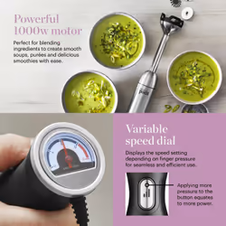 Tower GF12012 blender 0.6 L Immersion blender 1000 W Black, Stainless steel