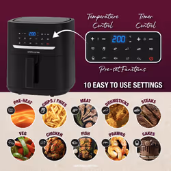 Andrew James 4.5L Air Fryer - Oil-Free Cooking for Healthier Meals, 10 Cooking Functions Including Frying, Baking, Roasting, and Grilling - Easy to