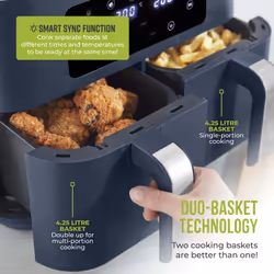 Tower T17137CMNB fryer Double 8.5 L Stand-alone 2400 W Hot air fryer Chrome - Additional view 4