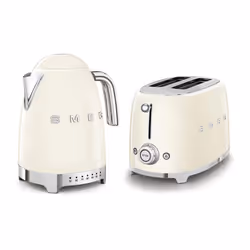 Smeg 50's Style Retro Range Breakfast Set, Variable Temperature Kettle & Multi-Functional Control 2-Slice 950W Toaster, Cream ...