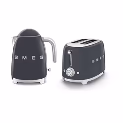 Smeg 50's Style Retro Range Breakfast Set, 1.7L 3000W Kettle and Multi-Functional Control 2-Slice 950W Toaster, Slate Grey, K ...