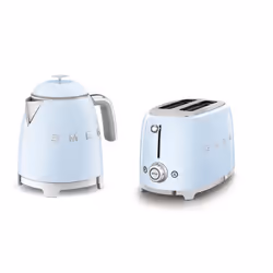 Smeg 50's Style Retro Range Breakfast Set, 0.8L 1400W Mini Kettle and Multi-Functional Control 2-Slice 950W Toaster, Pastel B ...