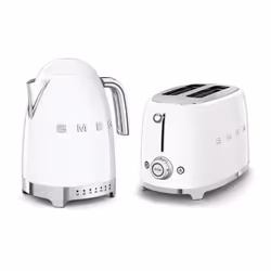 Smeg 50's Style Retro Range Breakfast Set, 1.7L 3000W Variable Temperature Kettle and 2-Slice 950W Toaster, White
