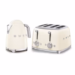 Smeg 50's Style Retro Range Breakfast Set, 1.7L 3000W Kettle and Multi-Functional Control 4-Slice 2000W Toaster, Cream, KLF03 ...
