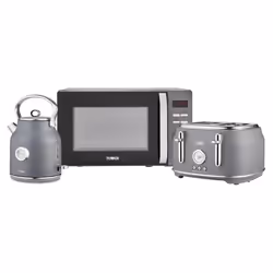 Tower Renaissance Kitchen Set, 1.7L Quite Boil Kettle & 4 Slice Toaster & 20L Microwave, Grey, T10063GRY, T20065GRY, T24039GR ...
