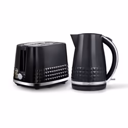 Tower Solitaire Kitchen Set, 1.5L Rapid Boil Kettle & 2 Slice Toaster, Black and Chrome Accents, T10075BLK, T20082BLK