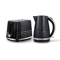 Tower Solitaire Kitchen Set, 1.5L Rapid Boil Kettle & 2 Slice Toaster, Black and Chrome Accents, T10075BLK, T20082BLK