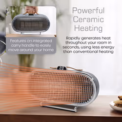 Swan SH27032 Portable Retro Ceramic Heater with 2 Heat Settings, Smart Thermostat, Digital Display, 9 Hour Timer, Remote Control, 1.5kW, Grey