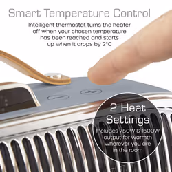 Swan SH27032 Portable Retro Ceramic Heater with 2 Heat Settings, Smart Thermostat, Digital Display, 9 Hour Timer, Remote Control, 1.5kW, Grey