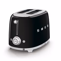 Smeg 50's Style Retro Range Breakfast Set, 0.8L 1400W Mini Kettle and Multi-Functional Control 2-Slice 950W Toaster, Black, KLF05BLUK/ TSF01BLUK