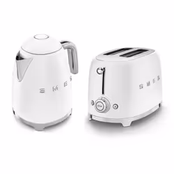 Smeg 50's Style Retro Range Breakfast Set, 1.7L 3000W Kettle and Multi-Functional Control 2-Slice 950W Toaster, Matte White,  ...