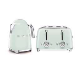 Smeg 50's Style Retro Range Breakfast Set, 1.7L 3000W Kettle and Multi-Functional Control 4-Slice 2000W Toaster, Pastel Green ...