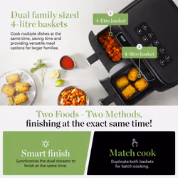 Tower GF17014 fryer Double 8 L Stand-alone 1700 W Hot air fryer Black