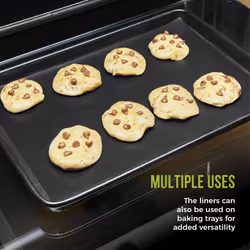 Tower 3 Pack Liners, Reusable, Teflon Coated, Safe up to 260C for Gas and Electric Ovens, Fabric, Black TOVELINER