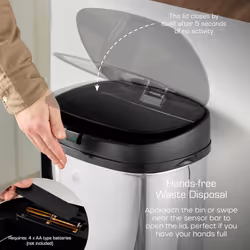 Swan Townhouse Round Sensor Bin with Hands-Free Opening Motion Sensor - Additional view 3