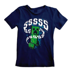Children's Minecraft Creepers Navy Crew Neck T-Shirt - Medium