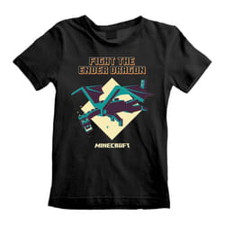 Children's Minecraft 'Fight The Ender Dragon' Black Crew Neck T-Shirt - Small