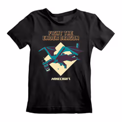 Children's Minecraft 'Fight The Ender Dragon' Black Crew Neck T-Shirt - 2XL