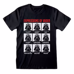 Star Wars 'Expressions Of Vader' (Black) T-Shirt - Small