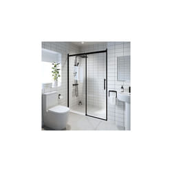 Frameless Sliding Shower Door 1200x800mm Tray 8mm Safety Glass Modern Black