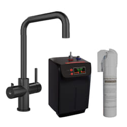 3 in 1 Hot Cold Boiling Water Kitchen Tap Twin Lever Filter Tank Black Curved