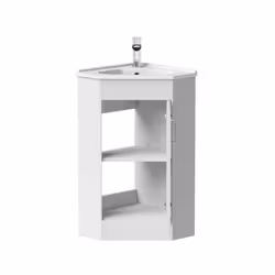 Bathroom Floor Standing Corner Vanity Unit White Gloss Single Door Flat Pack