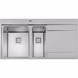 Sauber 1.5 Bowl Square Inset Stainless Steel Kitchen Sink Right Hand Drainer
