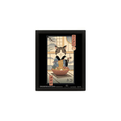 Vincent Trinidad 3D Lenticular Framed Wall Art (Neko Ramen Ukiyo-E Design) 3D Art Print in Black Picture Frame 28.5cm x 23.5cm. Oriental 3D Poster /