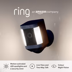 Ring Spotlight Cam Plus Battery Full HD Smart Home Security Camera Black - 2 Pack