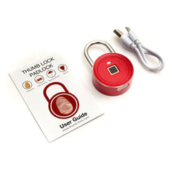 Smart Fingerprint Padlock Keyless Pad Lock - Red
