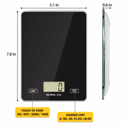 Digital Kitchen Scales LCD Electronic Display - Black