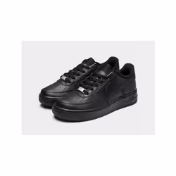 Nike Air Force 1 Low Junior Kids Shoes White Black - Black, 3