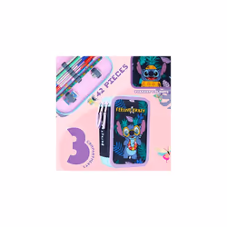 Stitch Pencil Case with Stationery for Girls Frozen Filled Pencil Case School Supplies Colouring Pencils Coloured Markers Stitch Gifts for Girls