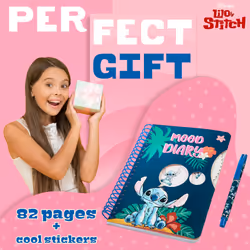 Stitch A5 Notebook and Pen Set, 3D Diary Stationery Set Kids Journal for Girls Kids Diaries Stitch Toys