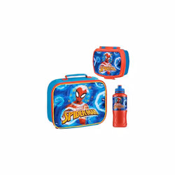 Kids Lunch Box 3 Piece Set Avengers Insulated Lunch Bag Snack Box 430ml Spiderman Water Bottle BPA Free School Travel Captain ...