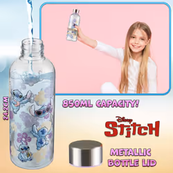 Stitch Water Bottle 850ml Screw Top Bottle BPA Free Drinks Bottle for Kids and Teenagers School Sports Travel Holiday Stitch Gifts for Girls