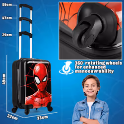 Marvel Carry On Suitcase for Kids Spiderman Cabin Bag with Wheels Lugg