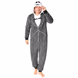 Disney Stitch One Piece Pyjama Unisex - Snug Fit Costume for Cosplay and Halloween - Flannel One-Piece Sleepwear (Black Jack ...