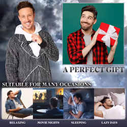 Disney Stitch One Piece Pyjama Unisex - Snug Fit Costume for Cosplay and Halloween - Flannel One-Piece Sleepwear (Black Jack Skellington L)