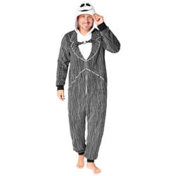 Disney Stitch One Piece Pyjama Unisex - Snug Fit Costume for Cosplay and Halloween - Flannel One-Piece Sleepwear (Black Jack Skellington  XL)