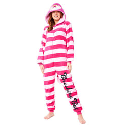 Disney Stitch One Piece Pyjama Unisex - Snug Fit Costume for Cosplay and Halloween - Flannel One-Piece Sleepwear (Pink Cheshire Cat  M)