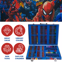 Avengers Art Set for Kids Colouring Pens Colouring Pencils Crayons 130+ Pieces Spiderman Art Supplies Boys Gifts (Multi Spiderman)