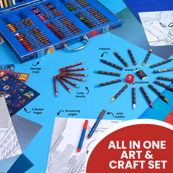 Avengers Art Set for Kids Colouring Pens Colouring Pencils Crayons 130+ Pieces Spiderman Art Supplies Boys Gifts (Multi Spiderman)