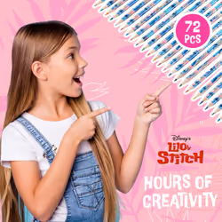 Colouring Pencils for Kids, 72 Pencils Colouring Box Assorted Colours Art Supplies - Kids Gifts (Pink Stitch)