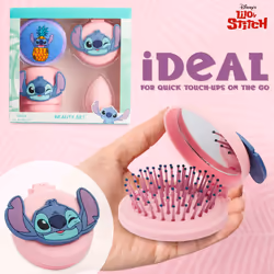 Stitch Beauty Accessories Set with Beauty Sponge, Reusable Makeup Remover Pads & Travel Hairbrush - Stitch Gifts